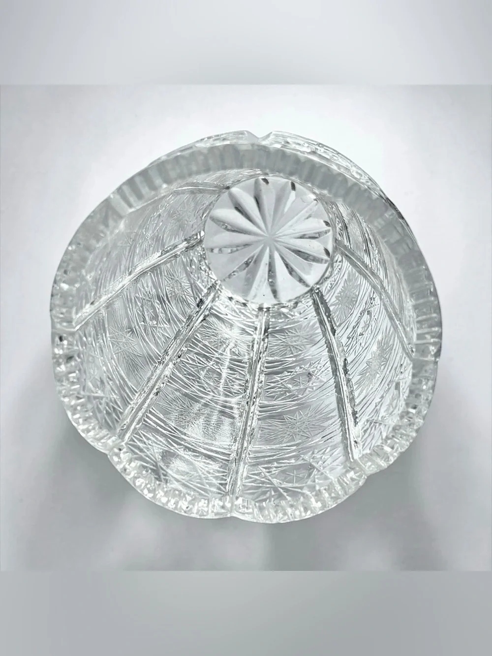 Vintage Bohemia Czech Crystal Queen’s Lace Hand-Cut Vase 6”